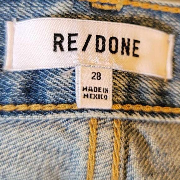 RE/DONE 70's High Rise Splashed Bleached Effect Denim Shorts Size 28 NEW - Picture 3 of 11